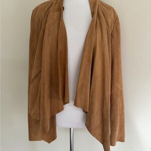 I.N.C. Suede Camel Leather Waterfall Jacket – Size Large